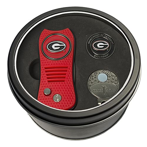 Team Golf NCAA Georgia Bulldogs Gift Set Switchfix Divot Tool, Cap Clip, & 2 Double-Sided Enamel Ball Markers, Patented Design, Less Damage to Greens, Switchblade Mechanism