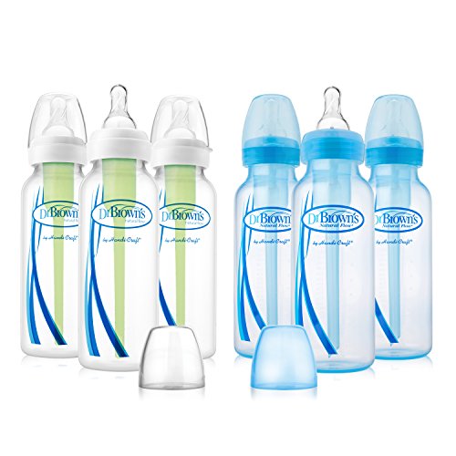 Image of Dr. Brown's BPA Free 6 Pack Decorated Options Bottles - Clear and Blue