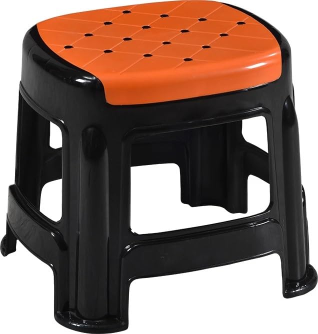Swagath Furniture SW-0201 Plastics with arm Chair for Café, Home, Office can be Used for Indoor& Outdoor (Pre- Assembled) (Orange/Black) 2