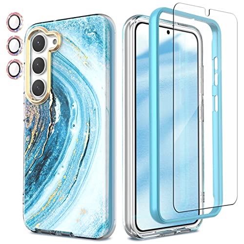 Chvelop Coque pour Samsung S23 avec Protecteur d'écran + Protection Caméra, TPU Résistant aux Chocs Protection à 360°, Coque pour Galaxy S23 Brillante...