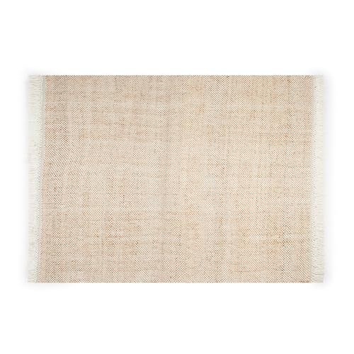 Elegant Floors® Jute-Wolle Teppich Natur | Handgefertigtes Boho Wohnaccessoire mit Fransen im Skandi Stil | Moderner Wohnzimmer Teppich für Boden Deko und Läufer | 60x90 cm