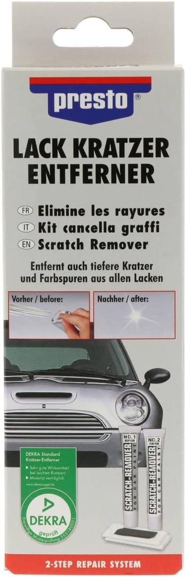 presto Lack-Kratzer-Entferner DEKRA-Prüfsiegel | 2-Schritte Anwendung | All-Inclusive-Set