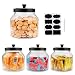70oz / 2Quart Glass Jars With Sealed Lids, Clear Glass Food Storage container with Black Brushed Metal lids, Set of 4