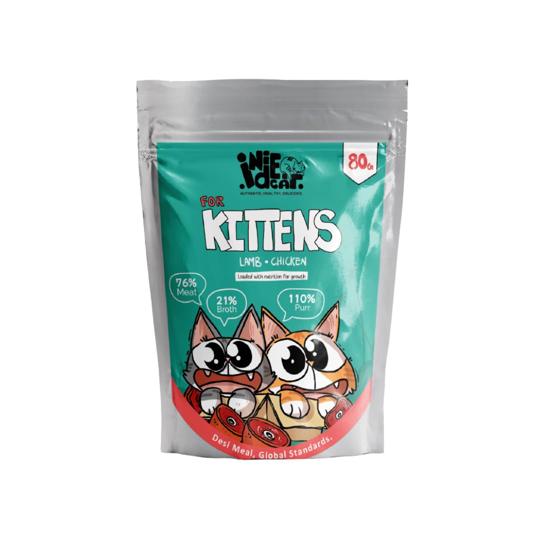 Indie Cat Kitten Lamb & Chicken Meal (80 gm), Wet Food for Kitten, Gluten & Grain Free Cats Minced Meal, No Artificial Flavours, Non-Vegetarian Cat Foods Pouch - Pack of 5-image-29