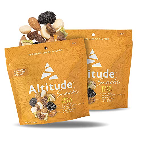 Trail Blaze Trail Mix, No Added Sugars, Dried Fruit and Mixed Nuts - Great Gym, Office, and School Snack, Healthy Snack for Workout and Lunchbox, Snack Pack of 2 x 5oz - Altitude Snacks