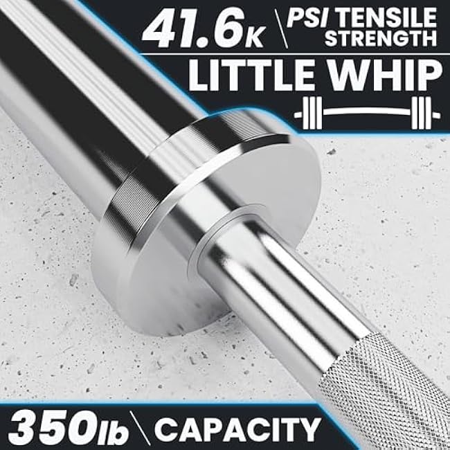 Synergee Olympic Barbell ¨C 4ft & 4.8ft, 2¡± Weight Bar for Strength Training, Squats, Deadlifts, Bench Press, Curls & Overhead Press ¨C 350lb Capacity with Magnetic Barbell Collars and Weight Plates.