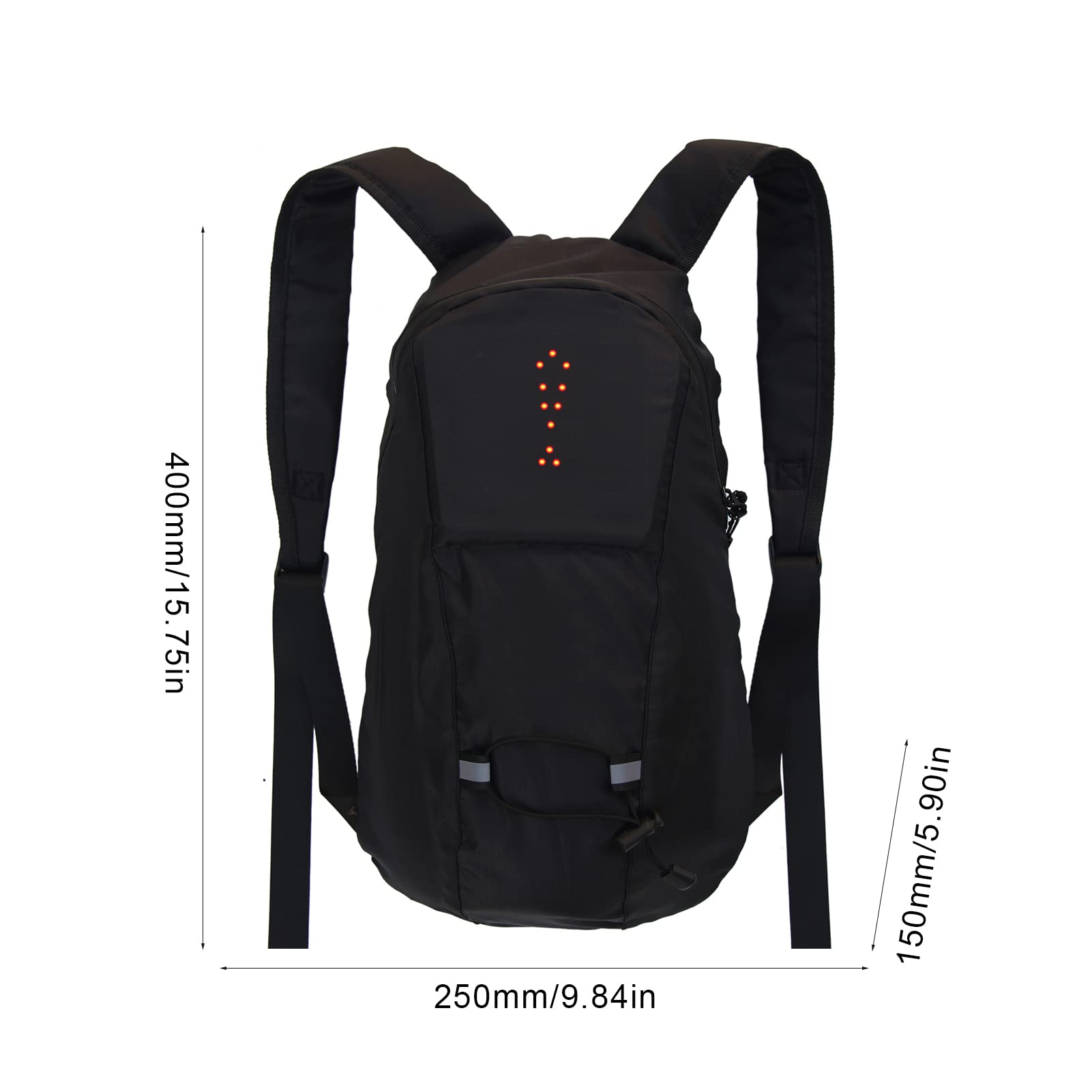 Richolyn Réfléchissant Sac À Dos Vélo 15 L Sac À Dos LED Clignotant 500 MAh Cyclisme USB Rechargeable Sac Sécurité avec Signal Lumineux pour Cyclisme Courir (Noir)