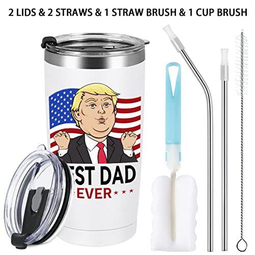 Gtmileo Dad Gifts, Best Dad Ever Trump Stainless Steel Insulated Tumbler, Best Dad Ever Gifts, Fathers Day Christmas Gifts For Dad New Dad Dad To Be Papa Daddy Father From Daughter Son(20Oz, White) #TOP6