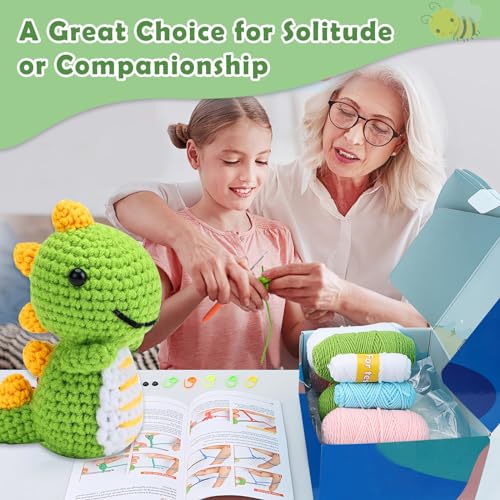 Image of TecoKart 4Pcs Crochet Set - Animals Series Crochet Kit for Beginners Adults and Kids, DIY Kit with Tools and Step-by-Step Video Guide,Multicolored