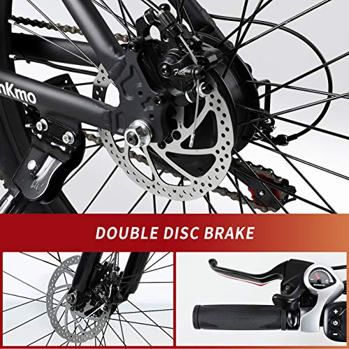 Rinkmo Electric Bike Adults Electric Mountain Bike 26in Power Assist Commuter Bicycle,20mph Ebike with Removable 10ah Battery, Professional 21 Speed Gears Disc Brakes Aluminum Bike