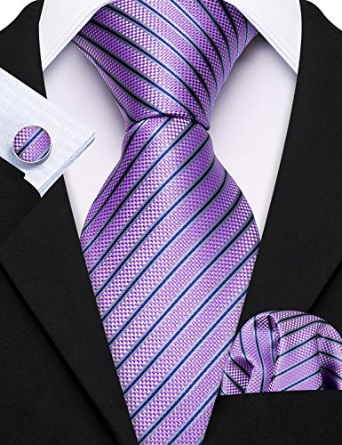 Image of Barry.Wang Men Tie Classic Silk Gift Necktie With Tie Clip Jacquard Woven Neck Ties 6PCS Formal Wedding
