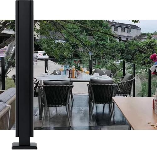 Poste de barandilla de vidrio cuadrado negro 105 cm en acero inoxidable para terraza y balcón