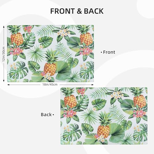 Rayturart Pineapple Placemats Set Of 4 Tropical Palm Leaves Plants Table Mats Washable Place Mats For Home Party Indoor Kitchen Dining Table Decoration 12X18 Inch thumb #2