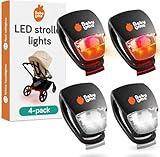 Baby Uma LED Kinderwagen Licht (4er-Pack) - Universelle Kinderwagen Beleuchtung mit 3 Leuchtmodi (Dauerlicht/schnelles Blitzlicht/langsames Blitzlicht), 2 weiße Frontscheinwerfer & 2 rote Rücklichter