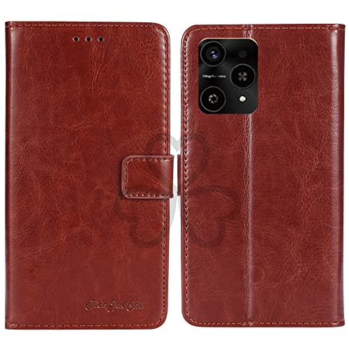 TienJueShi Marron Flip Retro Support à Rabat Cuir Housse Coque pour Logicom Lunar 6 inch Étui Cas Couverture Protecteur Case Portefeuille Cover