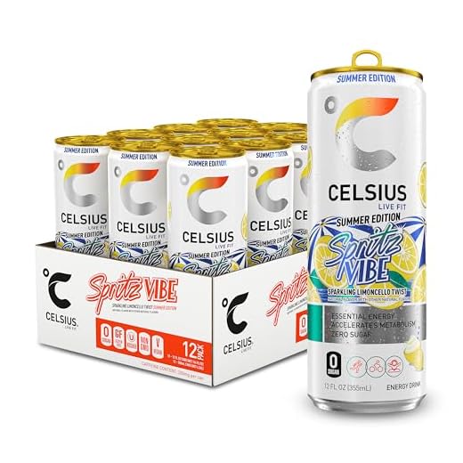 CELSIUS Sparkling Spritz Vibe Summer Edition, Sugar Free Energy Drink, 12 Fl Oz (Pack of 12)
