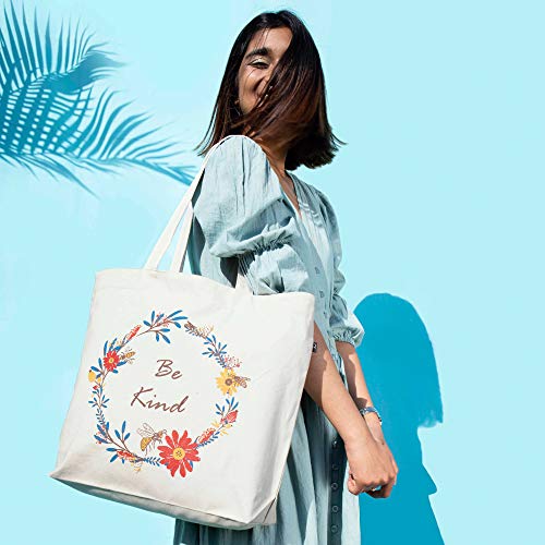 Image of Eco Right Large Tote Bag for Women with Zip, Stylish Cotton Handbags, Canvas Tote Bags for College