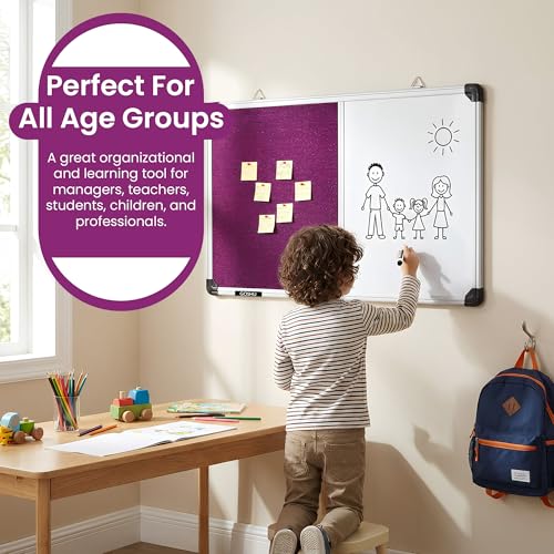 Image of GOSHU Combination White Board 60 cm x41 cm & Pink Pin-Up Notice Board | Non-Magnetic Dual Board for Home, Office & School (60x41 cm, Pack of 1 Item)