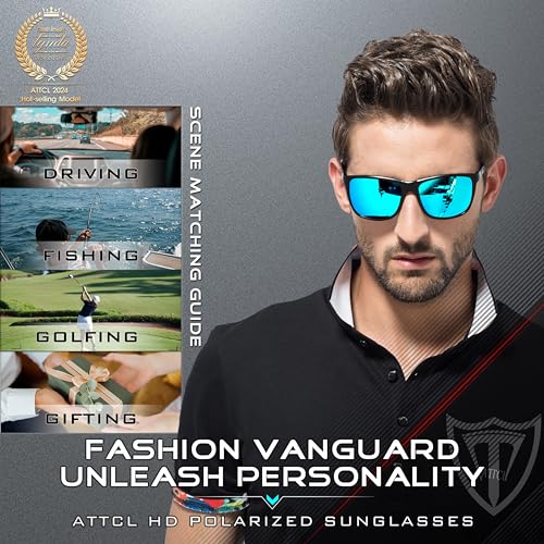 ATTCL Bundles Men's Retro Metal Frame Driving Polarized Sunglasses For Men Sun glasses:(8177-black-blue)+(8587-black-blue)3