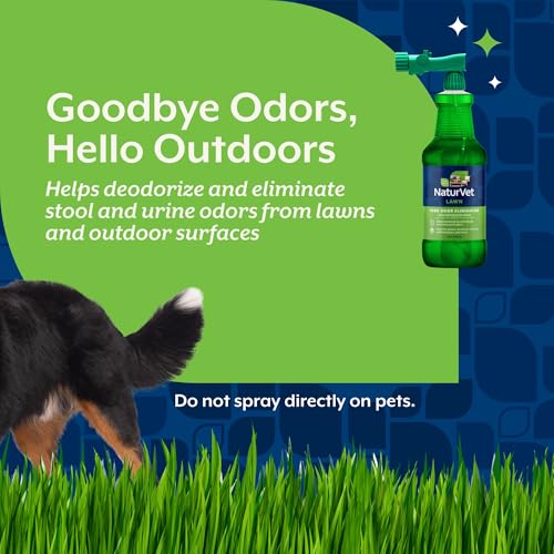 Image of NaturVet Yard Odor Eliminator for Outdoor Dog Odors- 32 oz | Yard Odor Eliminator for Dogs - Designed for use on Grass, Plants, Patios, Gravel, Concrete & More, Ready-to-Use with Nozzle