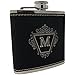 Personalized Leatherette Flask Set - Free Engraving on leather gift box and flask (Black w/Silver Engraving)