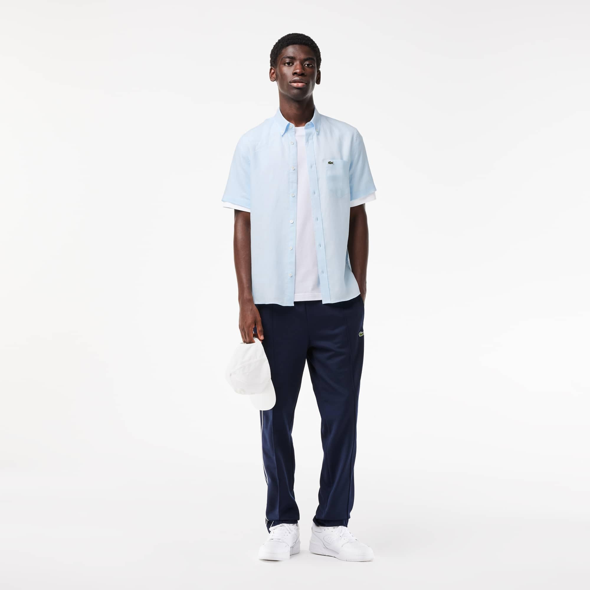 Lacoste - Męska koszula z krótkim rękawem, jasnoniebieski (T01), 38