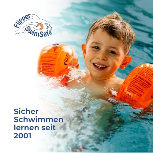 Flipper Swimsafe 1010 - Schwimmflügel für Babys ab 12 Monaten, sichere Schwimmhilfe mit unzerbrechlichem PE-Schaumkern zum Schwimmen lernen, Orange