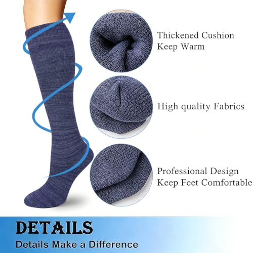 Image of Warm Knee High Socks for Women-Thermal Cotton Socks for Hiking,Work,Winter,Gifts