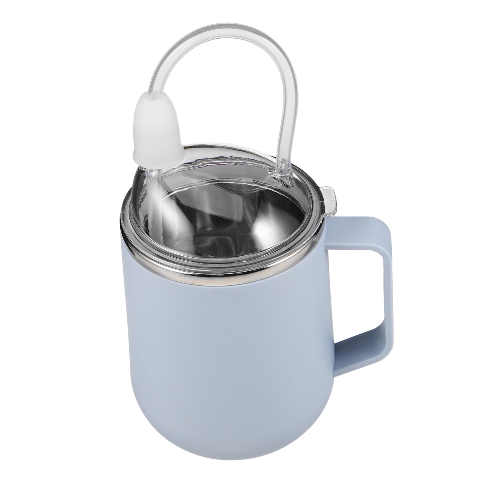 Taza Antidesbordamiento para Adultos Mayores con Pajita y Asas Vaso de Acero Inoxidable para Pacientes Encamados Copa de Agua Segura para Personas con Dificultades de Deglución
