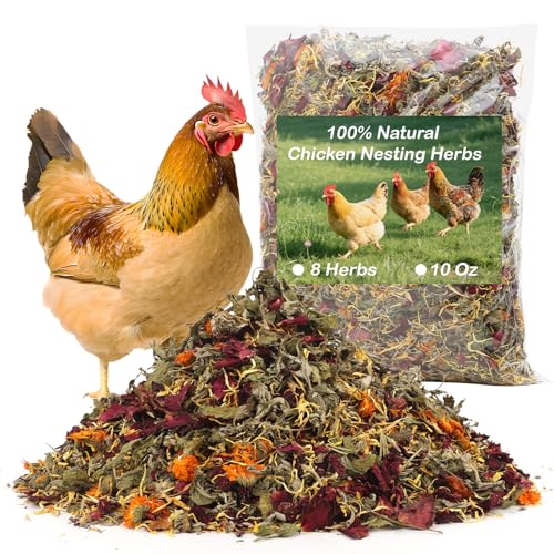 Mkobon 10 Oz Chicken Nesting Herbs, 8 Dried Flowers & Herb Supplement for Chickens Coop, Natural Freshener to Improve Egg Production, Feather Quality & Hen Wellness for Laying Hens