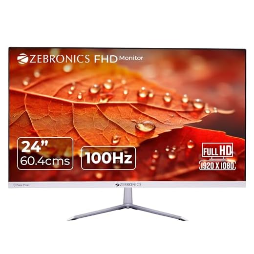ZEBRONICS EA124 LED Monitor, 24 inch (60.4cm), 250 nits, 100Hz, FHD, 1920x1080, HDMI, VGA, Ultra Slim Bezel, Built-in Speakers, Metal Stand, Wall Mountable