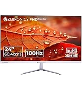 ZEBRONICS EA124 LED Monitor, 24 inch (60.4cm), 250 nits, 100Hz, FHD, 1920x1080, HDMI, VGA, Ultra ...