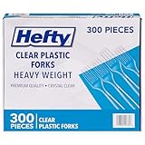 Hefty Heavy Duty Plastic Forks, 300 Count, Bulk Clear Disposable Forks for Offices, Cafeterias, Concession Stands, Restaurants, Large Events, and More