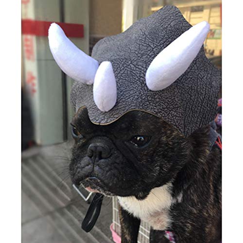 Dog Dinosaur Costume, Triceratops Pet Hat Headdress Dog Cat Dress Up Party Costume Cosplay Cute Horn Headdress - Image 3