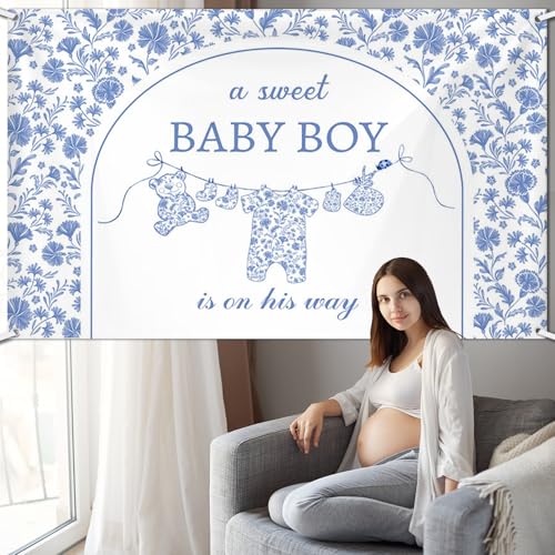 Fondo Azul para Baby Shower AIBIIN 70.8x43.3 pulgadas miniatura 4
