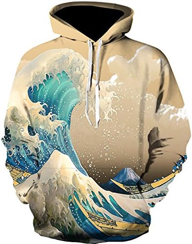 New Trend Men and Women Sweatshirt Long Sleeve 3d Hoodies Men Sea Wave Print Hoodies 3d Unisex Winter Thin Hoodie Men Dress
