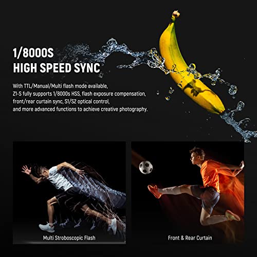 Image of NEEWER Z1-S TTL Round Head Flash Speedlite for Sony DSLR Cameras, 76Ws 2.4G 1 /8000s HSS Speedlight, 10 Levels LED Modeling Lamp, 2600mAh Lithium Battery, 480 Full Power Shots, Recycle in 1.5s Flash