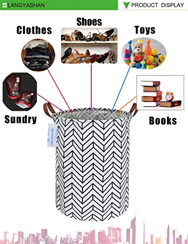 Image of Laundry Basket Canvas Fabric Collapsible Organizer Basket for Storage Bin Toy Bins Gift Baskets Bedroom Clothes Children Nursery Hamper (Geometric)
