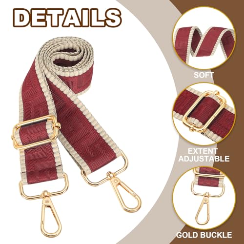 Image of PATIKIL Purse Strap, Adjustable Crossbody Bag Straps Wide Shoulder Strap Universal Replacement Shoulder Bag Belt for Women's Handbags Canvas Satchels Bag Backpack, Dark Red