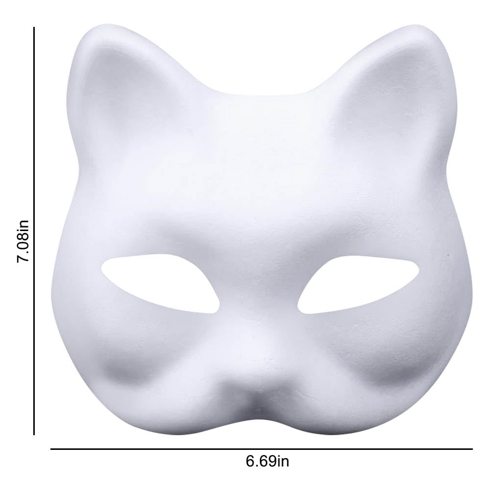 KABAKE 20 Pack Paper Mache Art Masks Half Face White Craft Masks DIY Blank Paintable Masks Mardi Gras Cosplay Party Masquerade Mask (Style #2)