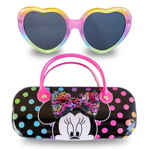 Minnie Mouse Girls Sunglasses for Kids Toddler Sunglasses with Kids Glasses Case (Rainbow)