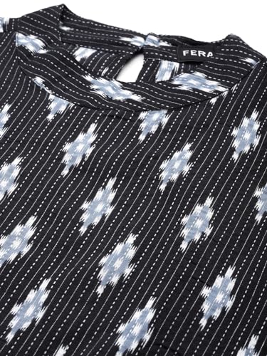 Image of feranoid Unique Printed Choker Neck Back Button Sleeveless Long Kurti