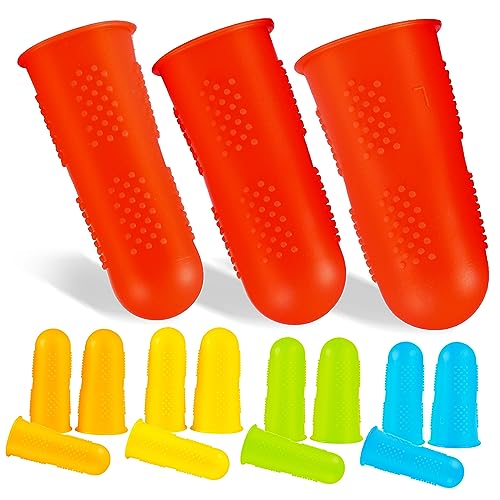 MOLUCKFU Silicone Finger Protectors Set 15 Pcs for Knitting Sewing Boys and Girls Crafts Glue Support
