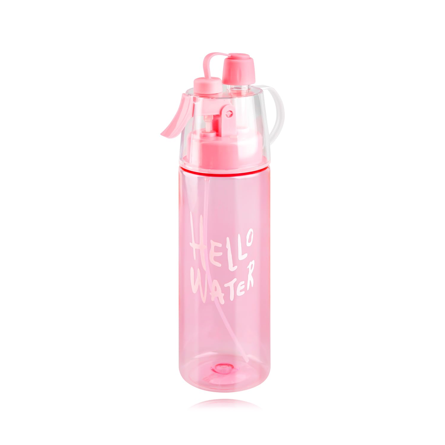 Hopzab Bright Pink 580Ml Misting Spray Water Bottle, Dual-Function Hydration And Cooling, For Outdoor Sports And Fitness Enthusiasts