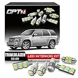 OPT7 16pc Interior LED Replacement Light Bulbs Package Set for 02-09 Chevy Trailblazer White