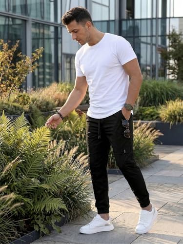 Image of ANNI Designer Men Cargo Pants Cotton Solid | Cargo Pants for Men | Mens Cargo Trouser | Multi Pocket Cargo Pant Regular Fit | Casual Stylish Bottom Wear for Mens Comfortable Clothing