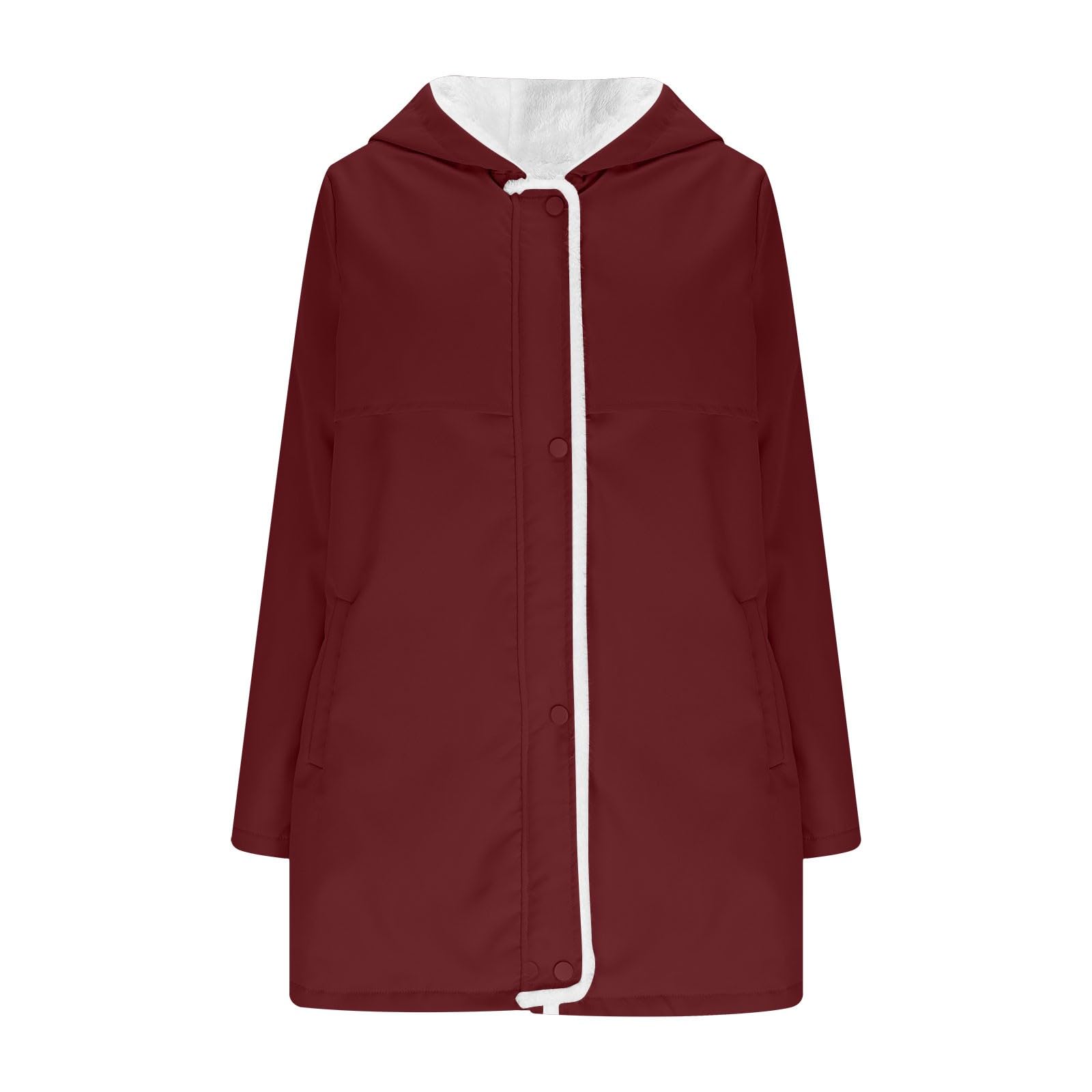 Chaqueta de forro polar para mujer, chaqueta cálida de invierno con cremallera, chaqueta de longitud media con capucha, forro de sherpa, abrigo de manga larga, abrigo de felpa cómoda para exteriores