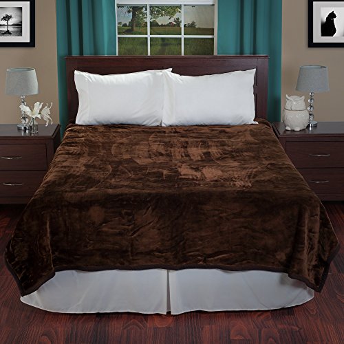 Bedford Home Coffee Solid Soft Heavy Thick Plush Mink Blanket 8 Pound (66A-04353), 81 Inches X 91 Inches #TOP3