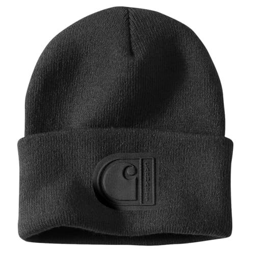 Carhartt Men's Knit Cuffed C Patch Beanie, Black,...