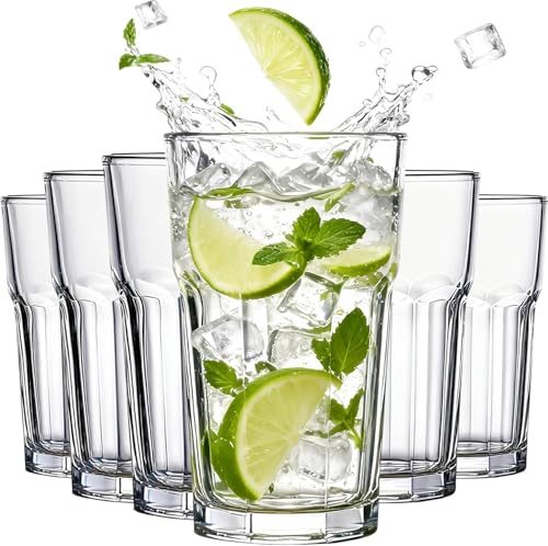 Haayymo Verres à eau Elite Clear, 435 ml, lot de 6, verres en cristal sans plomb adaptés à l'eau, aux jus de fruits et aux cocktails, parfaits pour les...